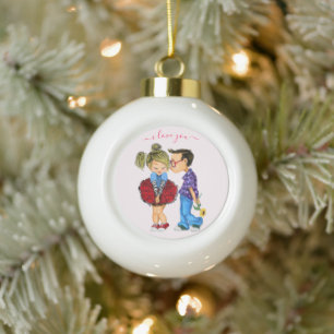 Niedliche Weihnachtsschmuck - I Liebe You Keramik Kugel-Ornament
