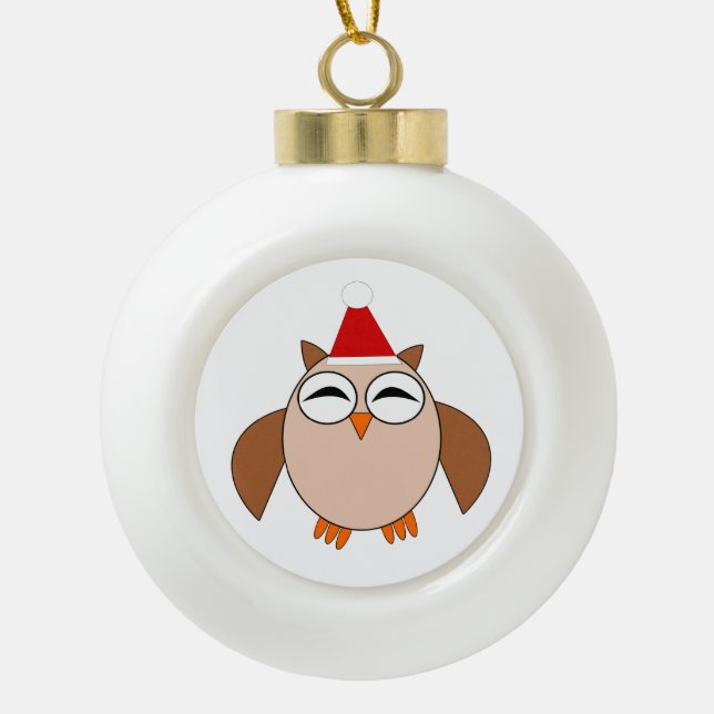 Niedliche Weihnachtsschmuck Keramik Kugel-Ornament (Vorderseite)