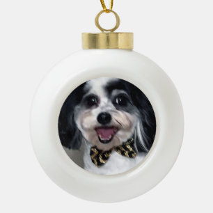Niedliche Weihnachtsschmuck von Hunden, K-Cee Bow  Keramik Kugel-Ornament