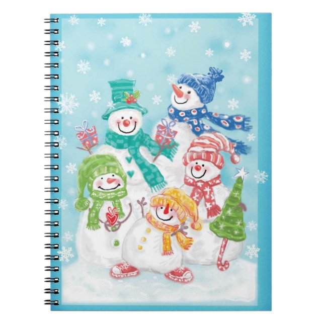 Niedliche Weihnachtsschneefamilie im Schnee Notizblock (Vorderseite)