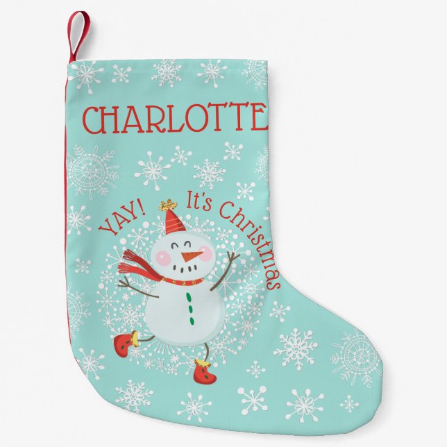 Niedliche Weihnachtsschneeflöcke Personalisiert Kleiner Weihnachtsstrumpf (Vorderseite)