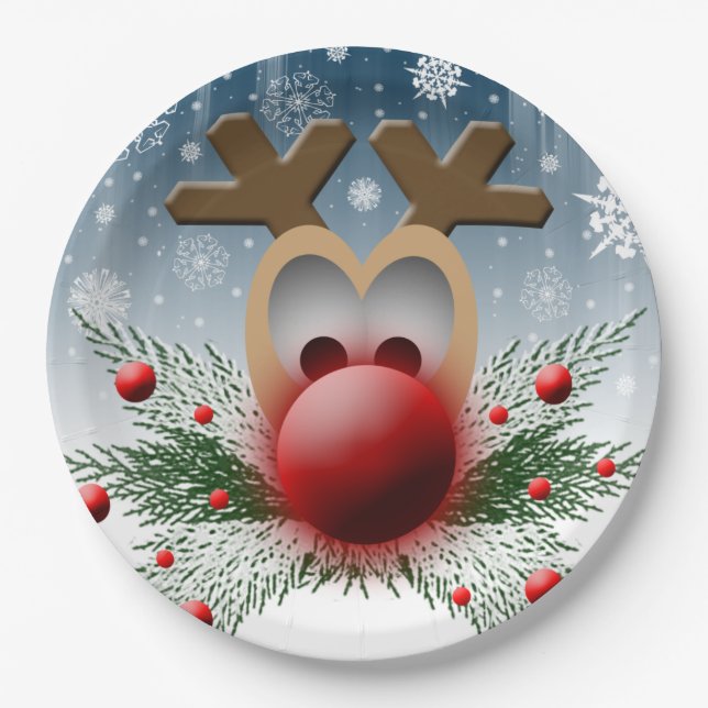 Niedliche Weihnachtsschneeflocken Pappteller (Vorderseite)