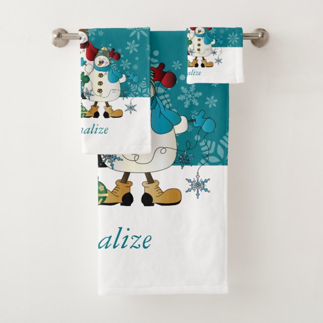 Niedliche Weihnachtsschneefreunde Badhandtuch Set (Insitu)