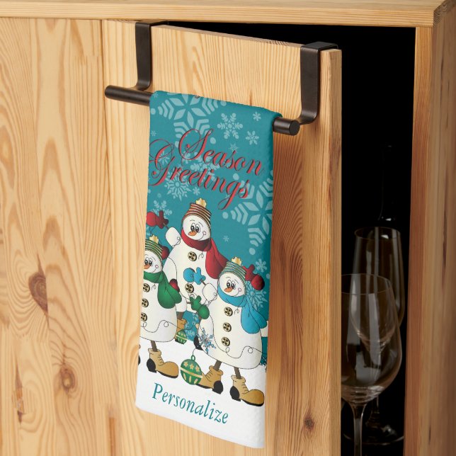 Niedliche Weihnachtsschneefreunde Geschirrtuch (Drittel gefaltet)