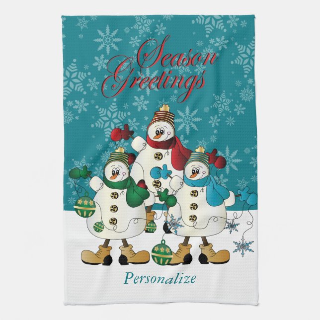 Niedliche Weihnachtsschneefreunde Handtuch (Vertikal)