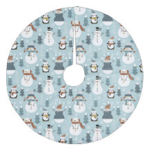 Niedliche Weihnachtsschneemänner, Bäume und Pingui