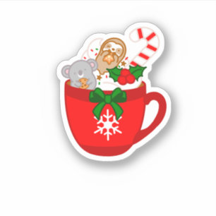 Niedliche Weihnachtsschokolade Koala Sloth Aufkleber