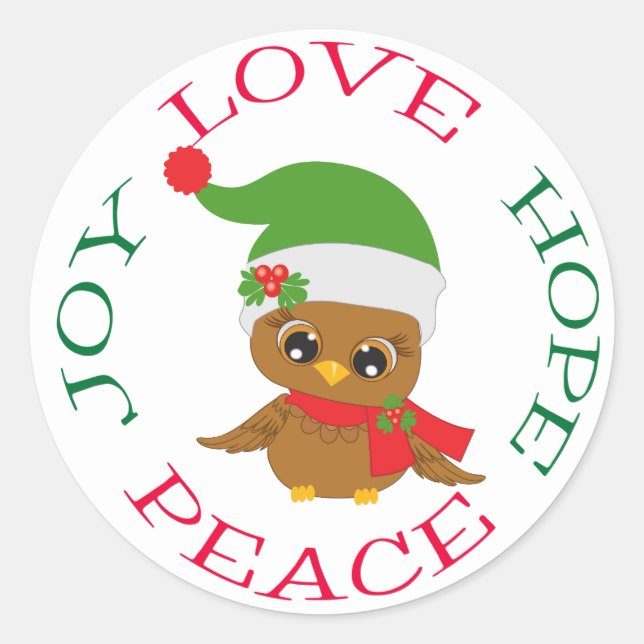 Niedliche Weihnachtsschüssel Hoffnung Freude Liebe Runder Aufkleber (Vorderseite)