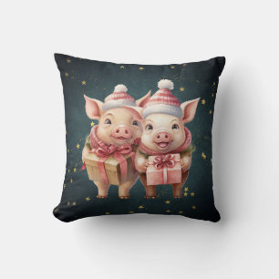 Niedliche Weihnachtsschweine Kissen