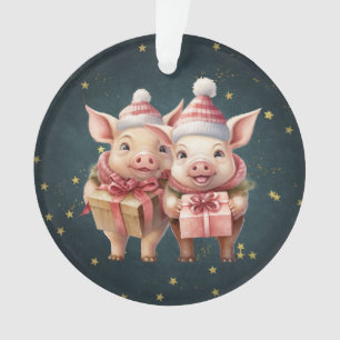 Niedliche Weihnachtsschweine Ornament
