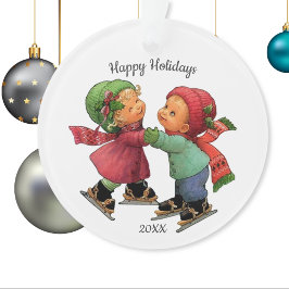 Niedliche Weihnachtsspielzeuge Ice Skaten Acryl Or Ornament