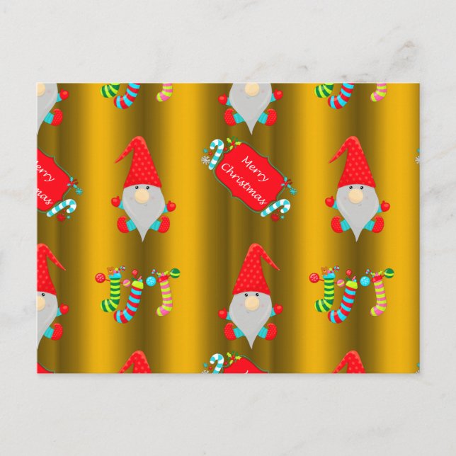 Niedliche Weihnachtsstürme auf Gold Postkarte (Vorderseite)