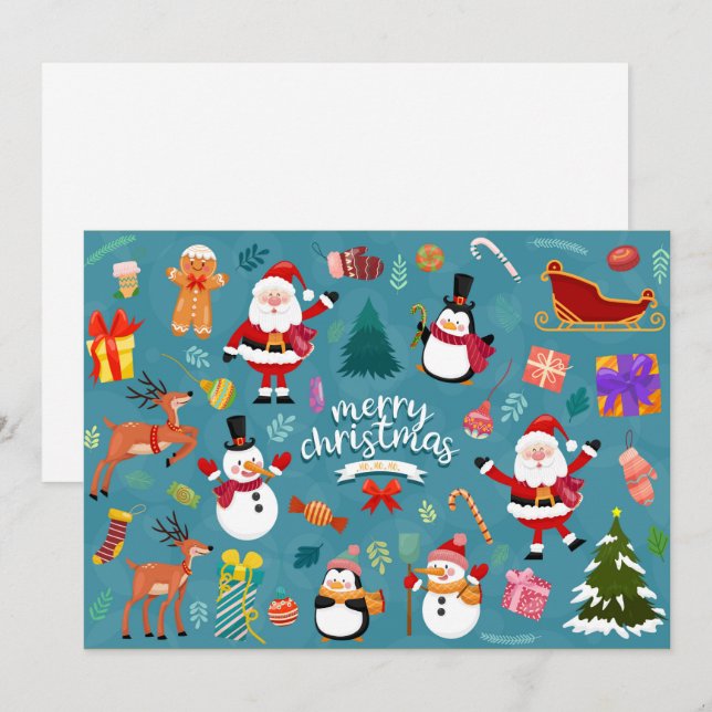 Niedliche Weihnachtssymbole Feiertagskarte (Vorne/Hinten)