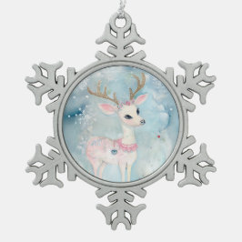 Niedliche Weihnachtstiere Rentier Schneeflocken Zinn-Ornament
