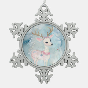 Niedliche Weihnachtstiere Rentier Schneeflocken Zinn-Ornament