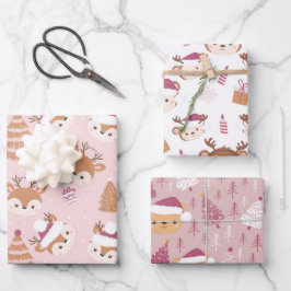 Niedliche Weihnachtstiere Umhüllungsblatt Set von  Geschenkpapier Set