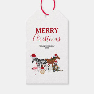 Niedliche Weihnachtstiere Weihnachtsmannmützen Lig Geschenkanhänger