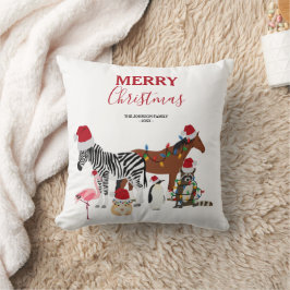 Niedliche Weihnachtstiere Weihnachtsmannmützen Lig Kissen