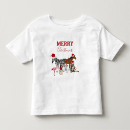 Niedliche Weihnachtstiere Weihnachtsmannmützen Lig Kleinkind T-shirt
