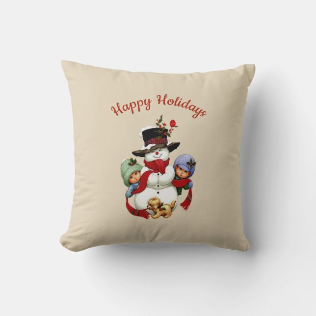 Niedliche Weihnachtstouren mit Snowman Kissen (Vorderseite)