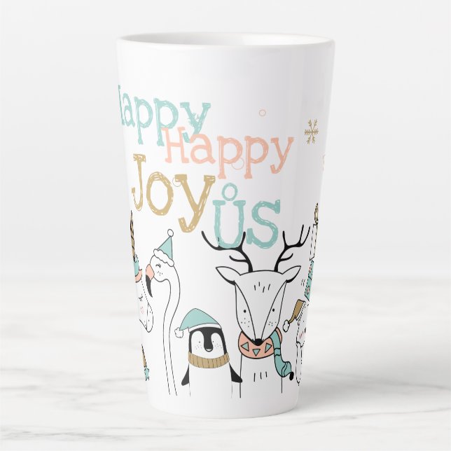 Niedliche Weihnachtswanderer glücklich glücklich Milchtasse (Vorderseite)