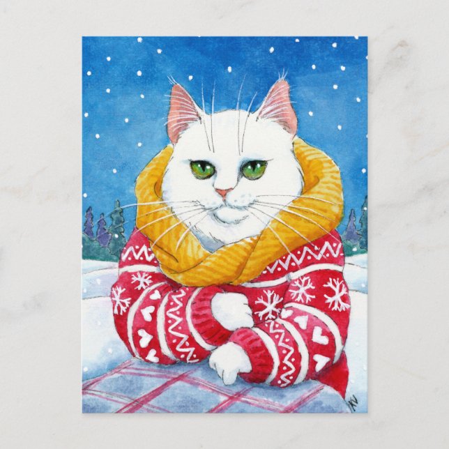 Niedliche Weihnachtsweih Maine Coon Postkarte (Vorderseite)