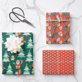Niedliche Weihnachtsweihnachtsmannschaft Geschenkpapier Set
