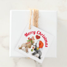 Niedliche Weihnachtswelpen - Geschenketiketten