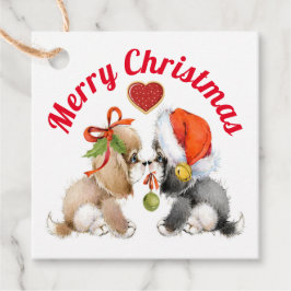 Niedliche Weihnachtswelpen - Geschenketiketten Geschenkanhänger