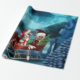 Niedliche Weihnachtswelpen Geschenkpapier