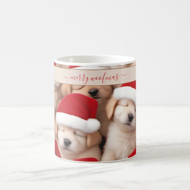 Niedliche Weihnachtswelpen Übernachtung Tasse (Mittel)