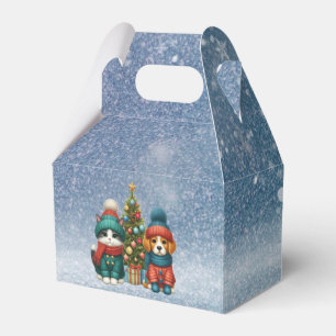 Niedliche Weihnachtswelpen und -kätzchen Geschenkschachtel