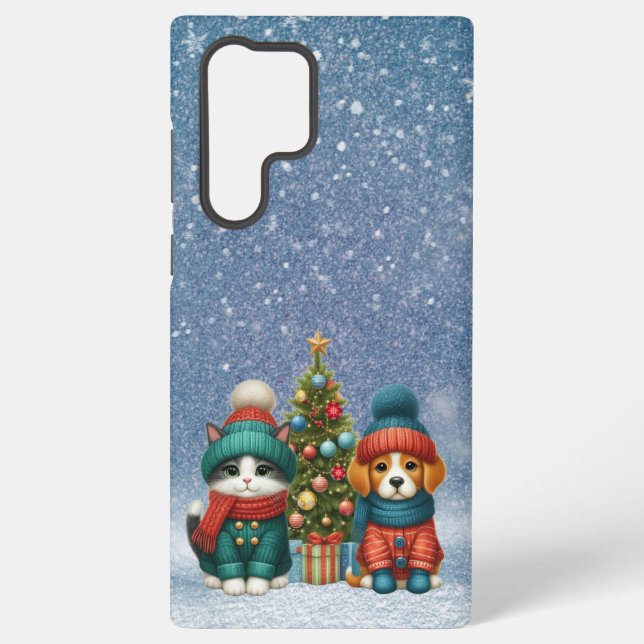 Niedliche Weihnachtswelpen und -kätzchen Samsung Galaxy Hülle (Rückseite)