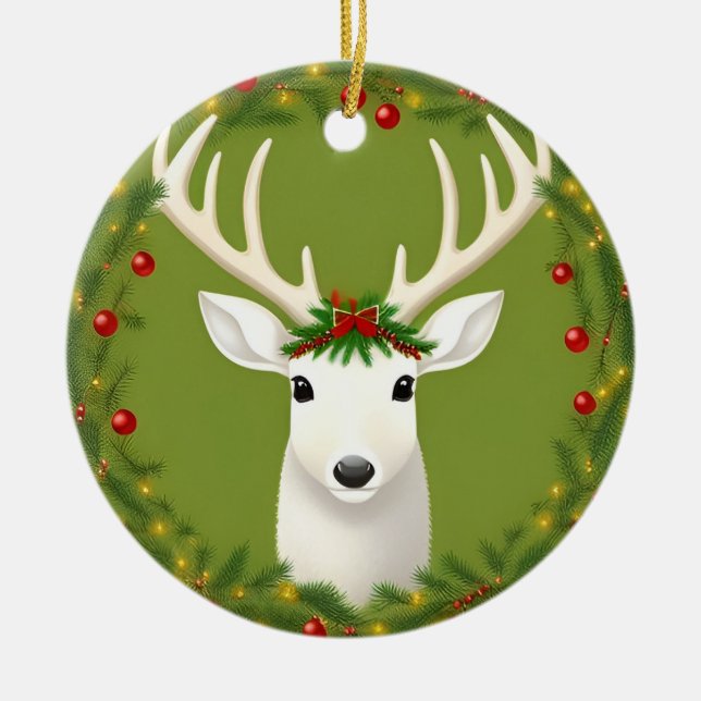 Niedliche Weihnachtswild Keramik Ornament (Vorne)