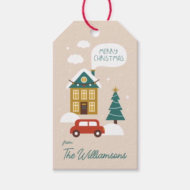 Niedliche Weihnachtswintermagie individuell anpass Geschenkanhänger (Vorderseite)