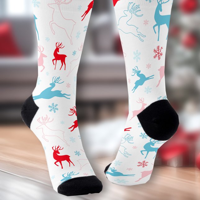 Niedliche Weihnachtswintersocken für Personalisier Socken (Cute Christmas Winter Deer Personalized Name Socks)