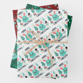 Niedliche Weihnachtswrapping Paper Sheets Geschenkpapier Set