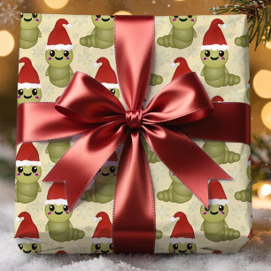 Niedliche Weihnachtswürmer Hand Dragegeschenk Geschenkpapier
