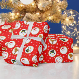 Niedliche Weihnachtszeichen Muster auf Rot Geschenkpapier