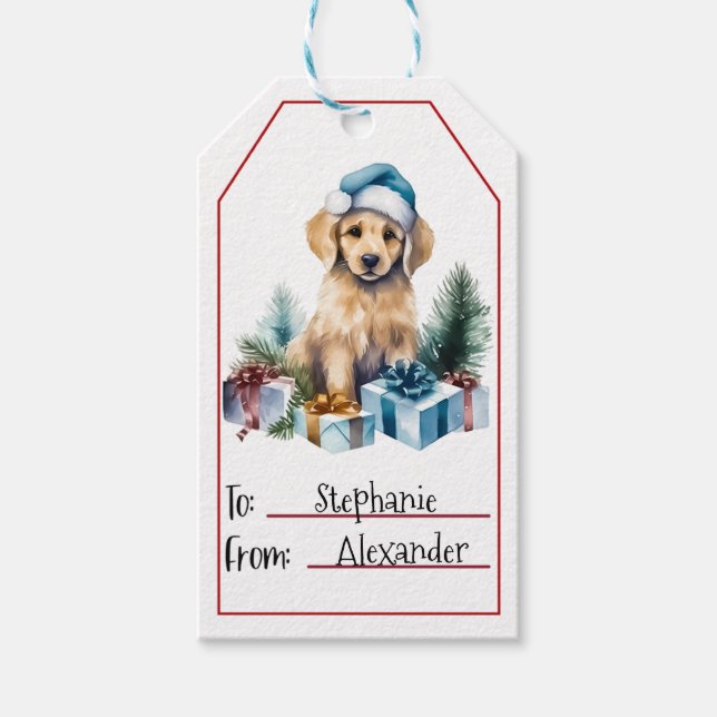 Niedliche Weihnachtszeit für Hunde (1) Geschenkanhänger (Vorderseite)