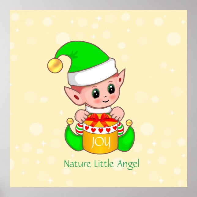 Niedliche Weihnachtszeit Natur Angelic Elf Poster (Vorne)