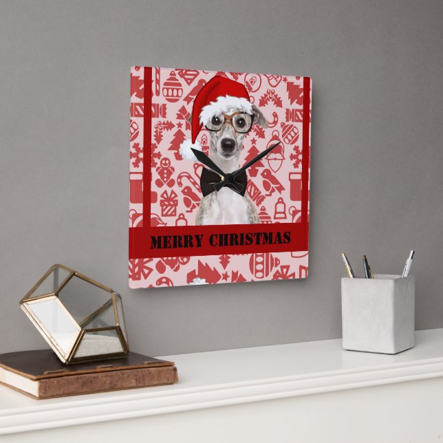 Niedliche Weihnachtszeit Quadratische Wanduhr (Büro)