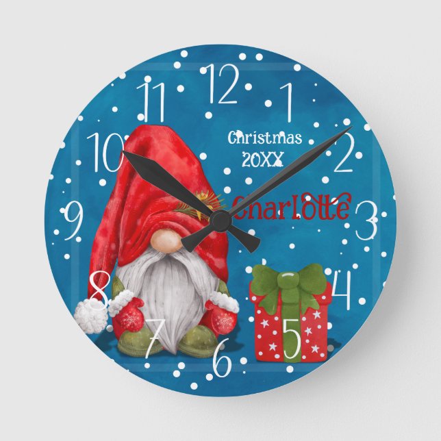 Niedliche Weihnachtszeit Runde Wanduhr (Vorderseite)