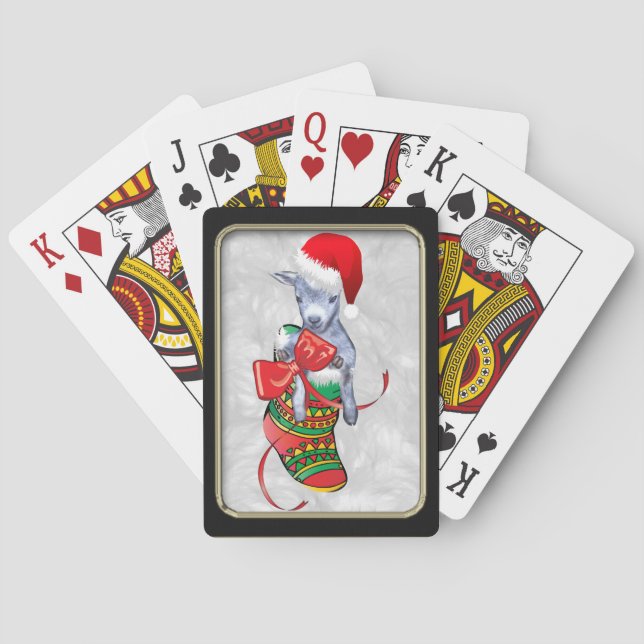 Niedliche Weihnachtsziege im Strumpf Bicycle® Play Spielkarten (Rückseite)