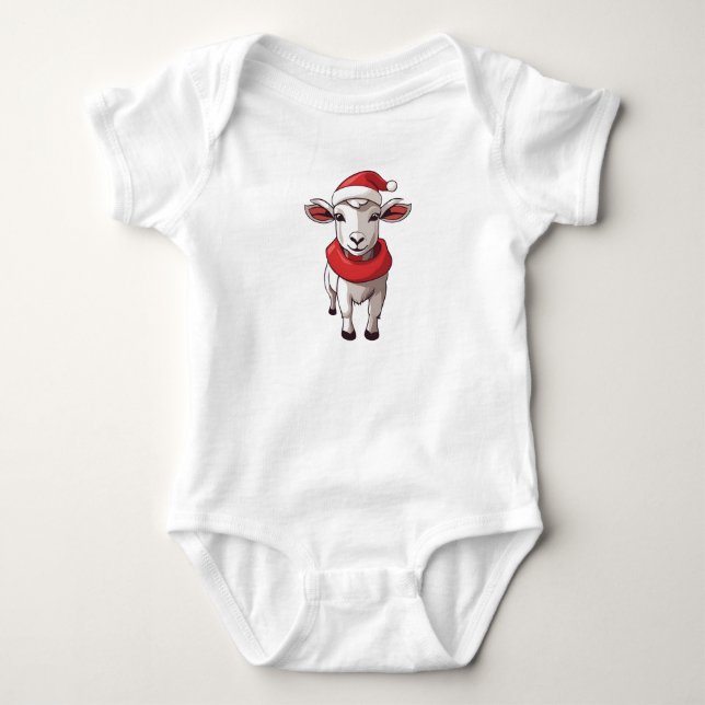 Niedliche Weihnachtsziege Kind, Weihnachtsmannmütz Baby Strampler (Vorderseite)