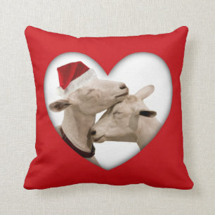 Niedliche Weihnachtsziegen-Paare Kissen