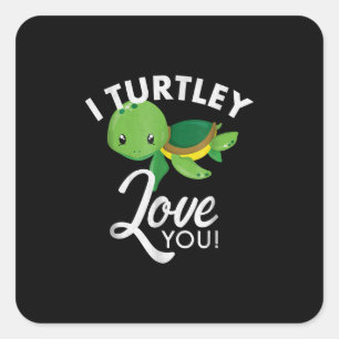 Niedliche Weine Turtle I Turtley Liebe Sie Quadratischer Aufkleber
