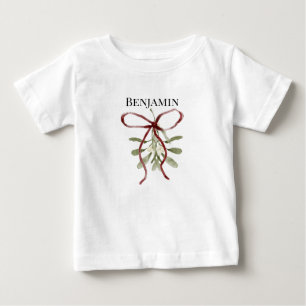 Niedliche weiße Blume Rote grüne Blätter Wasserfar Baby T-shirt