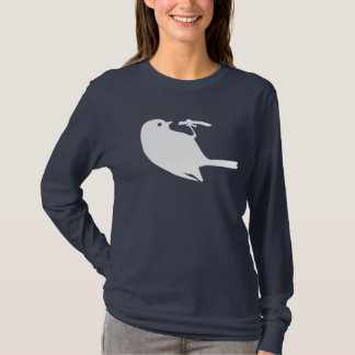 Niedliche weiße Chickadee-Vogel-Silhouette-Grafik T-Shirt