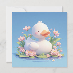 Niedliche weiße Ente in 3D-Ton-Blumen-Teich-Postka